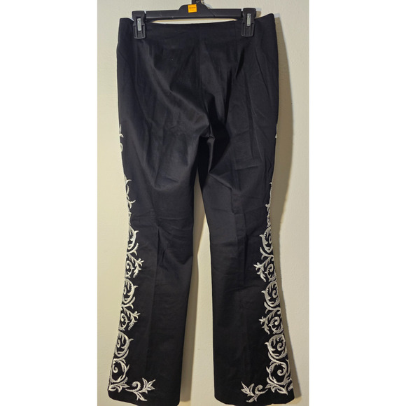 CACHE Womens Embellished Black Twill Pants Bootcut Tall No Waistband Size 6 - Picture 5 of 8